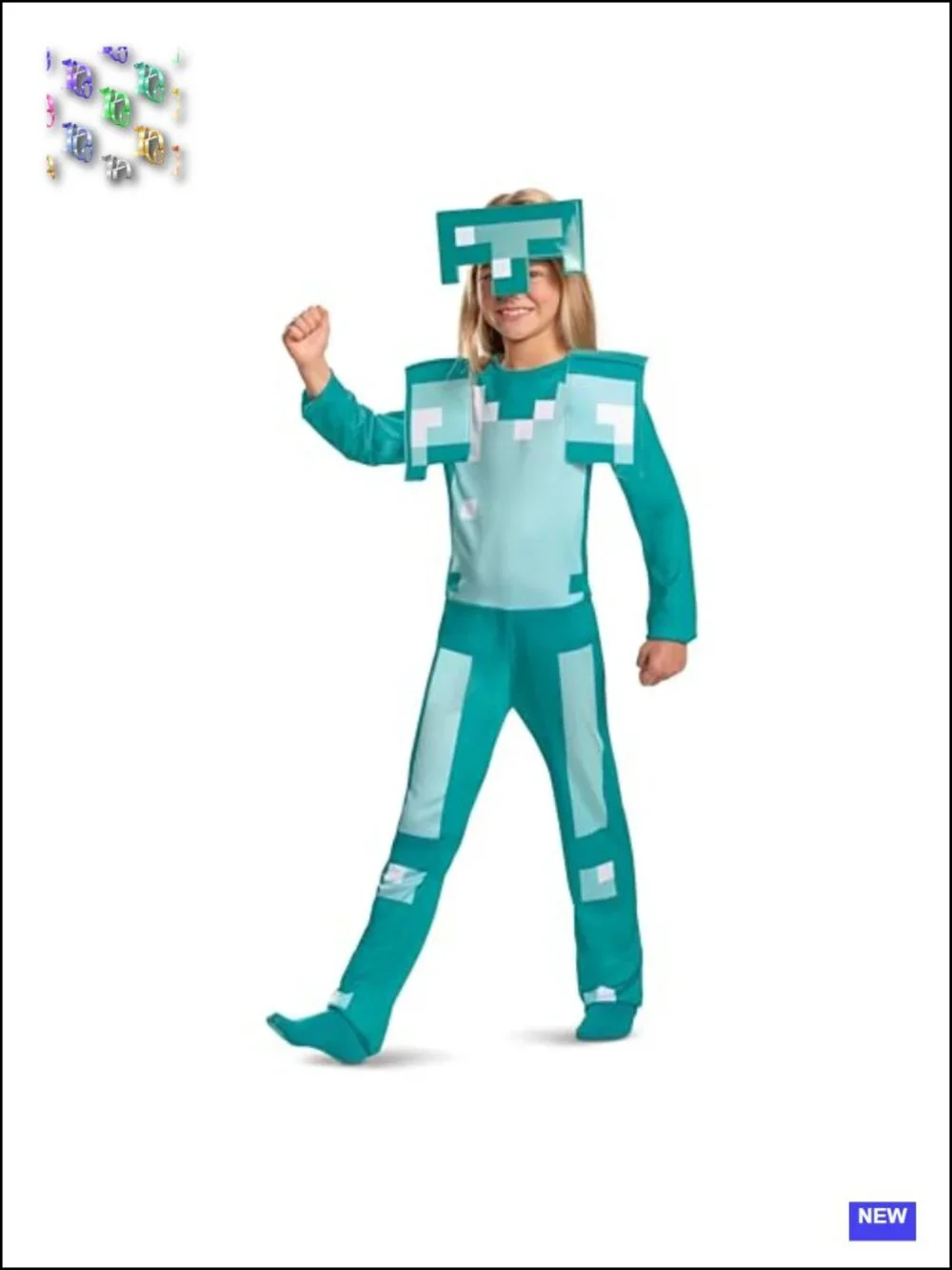 Minecraft Armor Costume Kids Halloween Cosplay Jumpsuit with Headpiece
